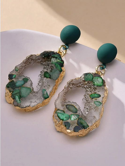 Emerald green jewel earrings